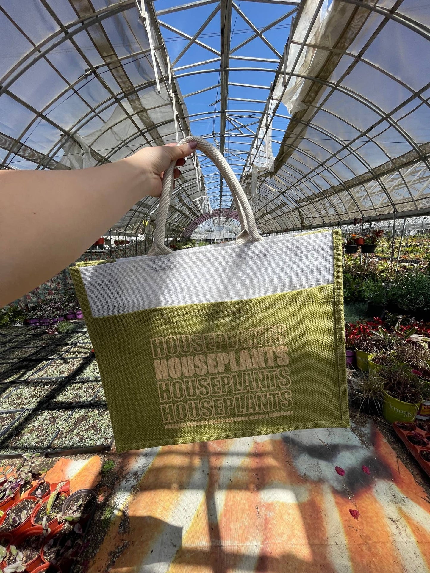 Houseplants Jute Tote Bag