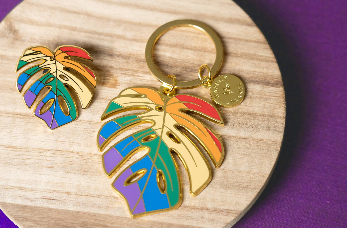 Monstera Keychain & Bag Charm, Pride Rainbow Stocking Gifts